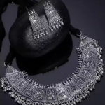 German Silver Unique Silver Oxidised Floral Choker Jewellery Set