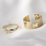 DESIGNER Butterfly Couple Ring For Engagement Matching Wrap Finger Ring For Women And Men - Golden