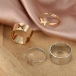 DESIGNER Butterfly Couple Ring For Engagement Matching Wrap Finger Ring For Women And Men - SILVER AND GOLDEN (2PAIR COMBO)