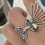 Combo of 2 Silver Tone Butterfly & Angel Wings Fashion Ring For Women & Girls