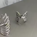 Combo of 2 Silver Tone Butterfly & Angel Wings Fashion Ring For Women & Girls