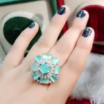 American diamonds Studded Silver Tone Floral Adjustable AD Ring for Women