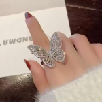 Butterfly DESIGN White CZ Crystal Butterfly DESIGN Ring Cubic Zirconia Bow-Knot Knuckle Ring for Women Girls
