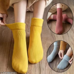 letzshoppe Women’s Warm Pack of 4 Soft & Cozy Winter Non-Thumb Socks, Fleece-Lined Thermal Ankle Length Wool Socks -Assorted Colors