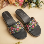 Midnight Garden Embroidered Slide Sandals