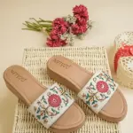 Midnight Garden Embroidered Slide Sandals