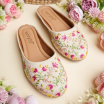Floral Embroidered Slip-On Mules