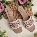 Floral Embroidered Slide Sandals