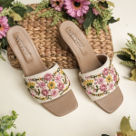 Floral Embroidered Slide Sandals