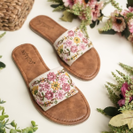 Blush Meadow Embroidered Flat Slides