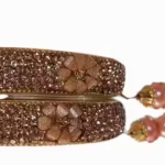 Golden Bangles For Women, Bridal Crystal Bangles, Golden Leaf Design Bangles