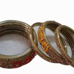 Lac Bangles Set, Floral Lac Bangles, Green Yellow Bangles, Stone Studded Lac Jewelry