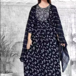 Prinal Women’s Indigo Printed Cotton Kurta Set with Dupatta – Ethnic Wear for Women