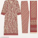 Jaipuri Cotton Suit | Beige & Maroon Printed Kurta Set for Women