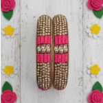 Pink Bangles Gold Beaded Bangles Traditional Indian Jewelry Set of 2 Kada Set