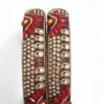 Red Bangles Gold Kada Set Traditional Indian Jewelry Bridal Bangles Wedding Jewelry Festive Wear