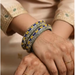 Kangan Set Traditional Bangles Indian Jewelry Royal Blue Bangles Yellow Accent Jewelry