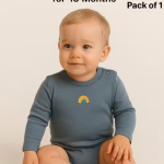 Soft Cotton Full Sleeve Baby Bodysuit for 18 Months – Unisex Romper with Snap Buttons (Pack of 1)