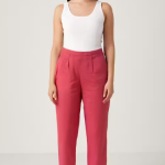 Women Pink Trousers, High Waist Straight Fit Pants, Office Wear Pants, Casual Cotton Trousers For Women ✅