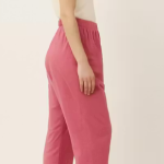 Women Pink Trousers, High Waist Straight Fit Pants, Office Wear Pants, Casual Cotton Trousers For Women ✅