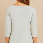 Ladies striped t-shirt - Women’s boatneck top - Casual wear for women - Crystal embellished t-shirt