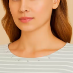 Ladies striped t-shirt - Women’s boatneck top - Casual wear for women - Crystal embellished t-shirt