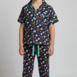 Comfortable Night Suit for Girls, Cartoon Print Girls Night Suit, Soft Cotton Kids Nightwear ✅