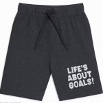 Boys’ Dark Gray Athletic Sports Shorts with Motivational Print