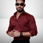 Men's Cotton Shirt with Spread Collar Neck Line Solid Pattern Full Sleeves Regular Fit and Standard Length