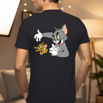 Elegant Sleek Round Neck Tom & Jerry Print Solid Coloured Men's T-shirt (Pure Cotton)