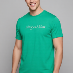 Elegant Sleek Round Neck Typography Solid Coloured  Men's T-shirt (Pure Cotton)