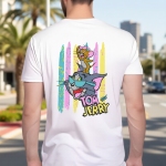 Elegant Sleek Round Neck Tom & Jerry Print Solid Coloured Men's T-Shirt (Pure Cotton)