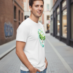 Elegant Sleek Round Neck Front Print Solid Coloured Men's T-shirt (Pure Cotton)