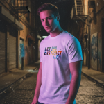 Elegant Sleek Round Neck Let Distract you Front Print Solid Coloured Men's T-shirt (Pure Cotton)