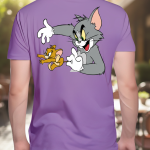 Elegant Sleek Round Neck Tom & Jerry Print Solid Coloured Men's T-shirt (Pure Cotton)