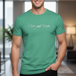 Elegant Sleek Round Neck Typography Solid Coloured  Men's T-shirt (Pure Cotton)
