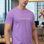 Elegant Sleek Round Neck Typography Solid Coloured  Men's T-shirt (Pure Cotton)