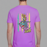 Elegant Sleek Round Neck Tom & Jerry Print Solid Coloured Men's T-Shirt (Pure Cotton)