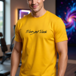 Elegant Sleek Round Neck Typography Solid Coloured  Men's T-shirt (Pure Cotton)