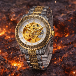 KHRIST Premium Fully Automatic Mechanical Analog Watch for Men | Exposed Working Gears Dial & Transparent Case Back | Precision Engineering, Luxury Craftsmanship & Timeless Elegance