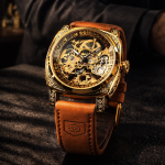 FORSINING Fully Automatic Mechanical Watch for Men | Open-Heart Working Gears Dial, Transparent Case Back | Battery Required Just Shake & Wear