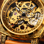 FORSINING Fully Automatic Mechanical Watch for Men | Open-Heart Working Gears Dial, Transparent Case Back | Battery Required Just Shake & Wear