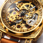 FORSINING Fully Automatic Mechanical Watch for Men | Open-Heart Working Gears Dial, Transparent Case Back | Battery Required Just Shake & Wear