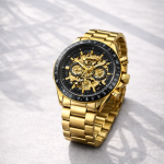 FORSINING Fully Automatic Mechanical Watch for Men | Open-Heart Working Gears Dial, Transparent Case Back | batttery Required Just Shake & Wear