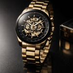 FORSINING Fully Automatic Mechanical Watch for Men | Open-Heart Working Gears Dial, Transparent Case Back | batttery Required Just Shake & Wear