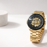 FORSINING Fully Automatic Mechanical Watch for Men | Open-Heart Working Gears Dial, Transparent Case Back | batttery Required Just Shake & Wear