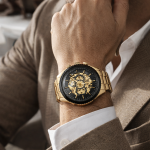 FORSINING Fully Automatic Mechanical Watch for Men | Open-Heart Working Gears Dial, Transparent Case Back | batttery Required Just Shake & Wear