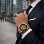 FORSINING Fully Automatic Mechanical Watch for Men | Open-Heart Working Gears Dial, Transparent Case Back | batttery Required Just Shake & Wear