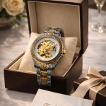 KHRIST Premium Fully Automatic Mechanical Analog Watch for Men | Exposed Working Gears Dial & Transparent Case Back | Precision Engineering, Luxury Craftsmanship & Timeless Elegance