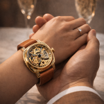 FORSINING Fully Automatic Mechanical Watch for Men | Open-Heart Working Gears Dial, Transparent Case Back | Battery Required Just Shake & Wear